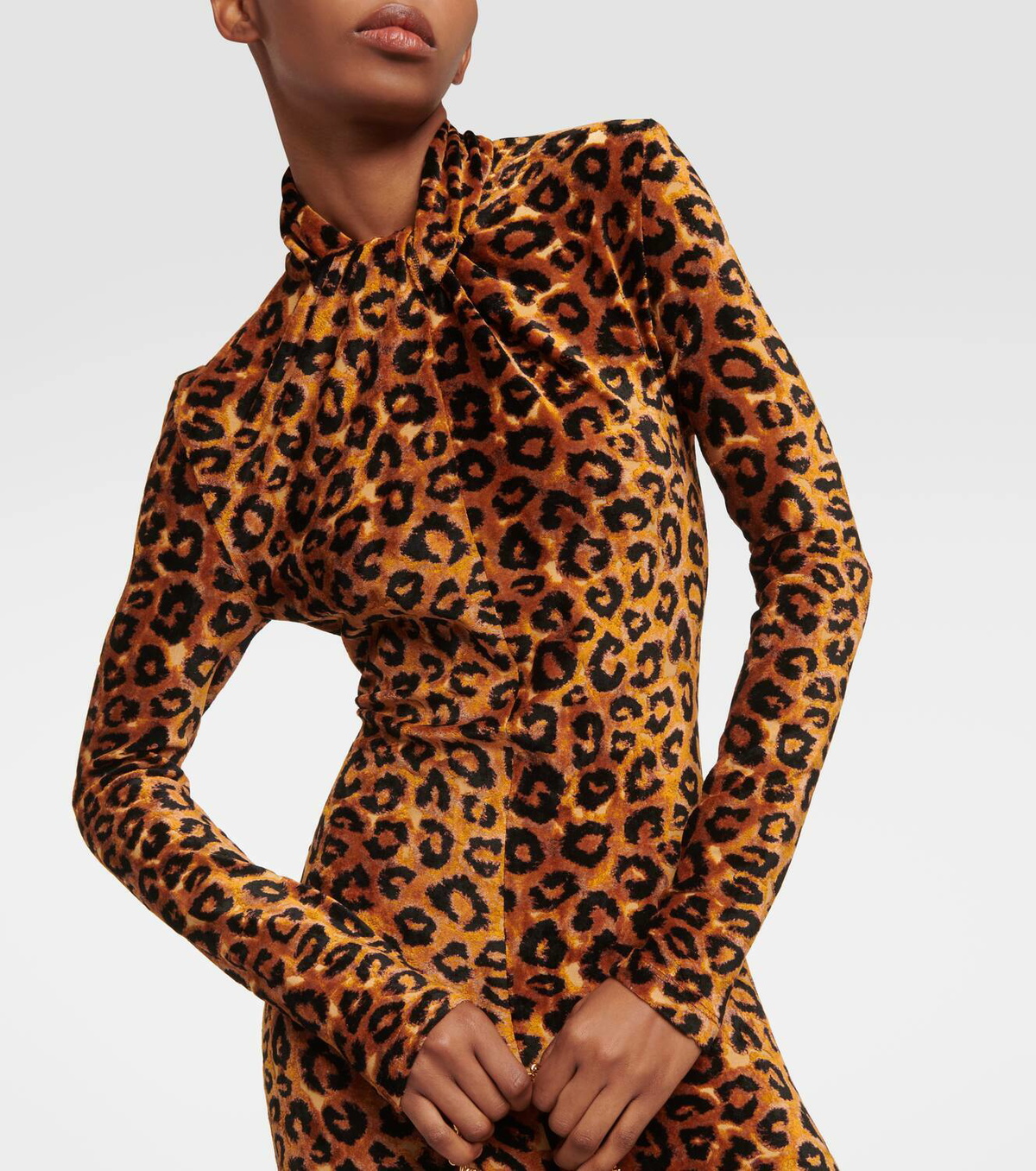 【Rabanne】 Embellishedleopard-プリント maxiドレス Embellished leopard-print maxi dress in multicoloured