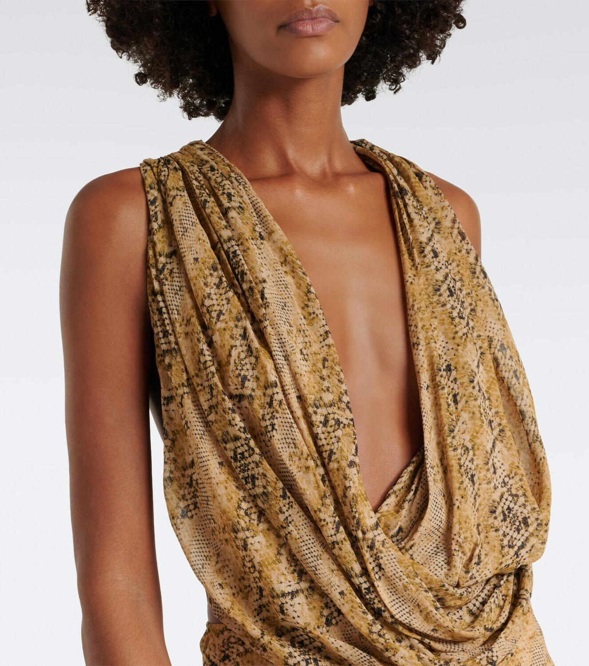 De La Vali Isolde draped snake-print georgette top