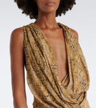 De La Vali Isolde draped snake-print georgette top