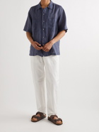 Barena - Solana Camp-Collar Linen-Poplin Shirt - Blue