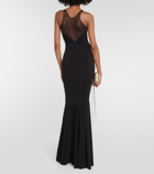 Norma Kamali Mesh-trimmed racerback gown