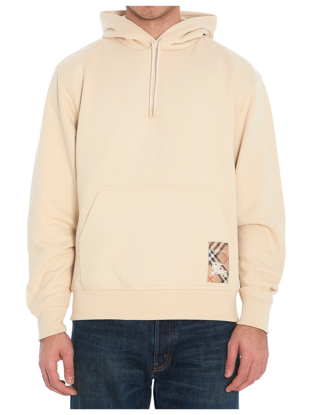 【関税&送料込】Burberry Beige Sweatshirt With Check Motif I Burberry Beige Check Hoodie Burberry