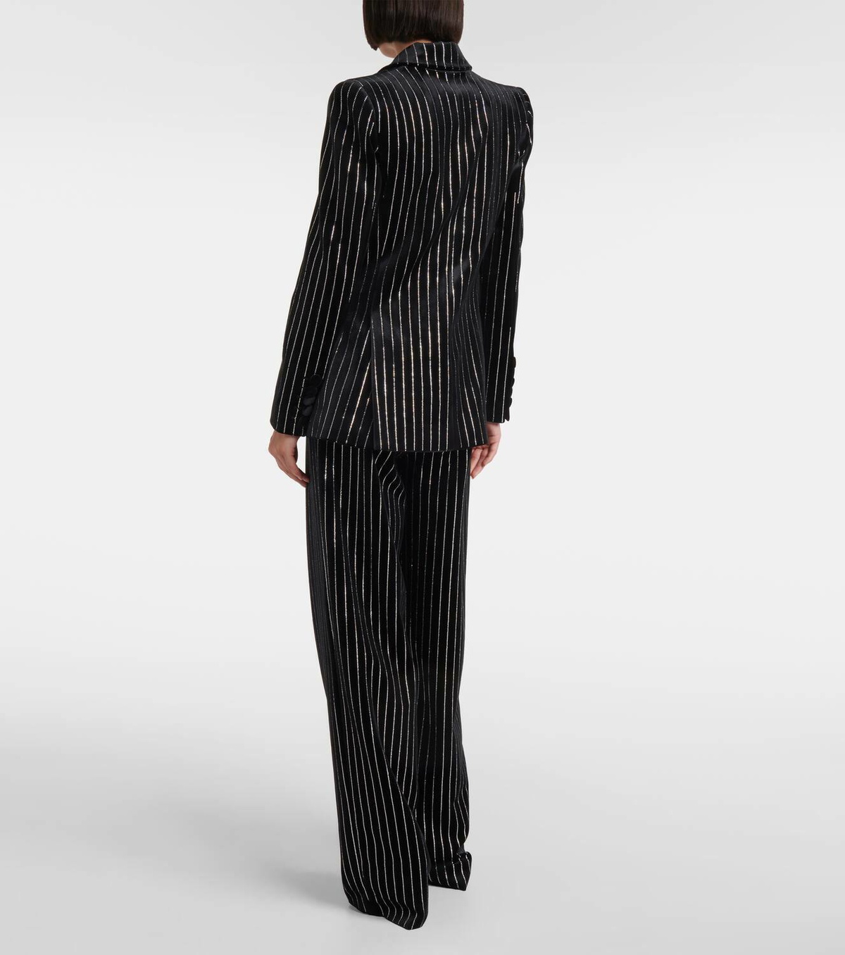 Alex Perry Crystal-embellished pinstripe velvet blazer