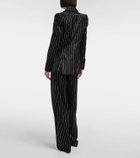 Alex Perry Crystal-embellished pinstripe velvet blazer