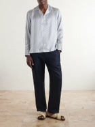 Frescobol Carioca - Safra Camp-Collar Printed Silk-Satin Shirt - Blue