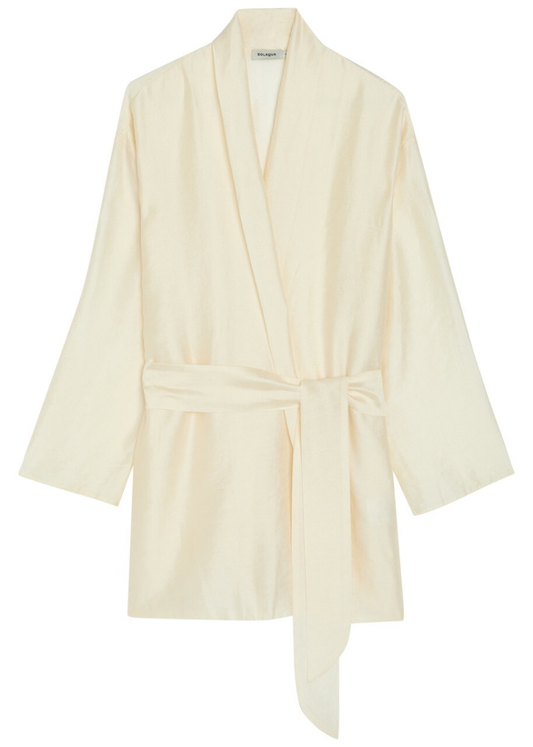 Photo: Solaqua Alma Embroidered Belted Kimono Robe Ivory