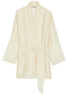 Solaqua Alma Embroidered Belted Kimono Robe Ivory