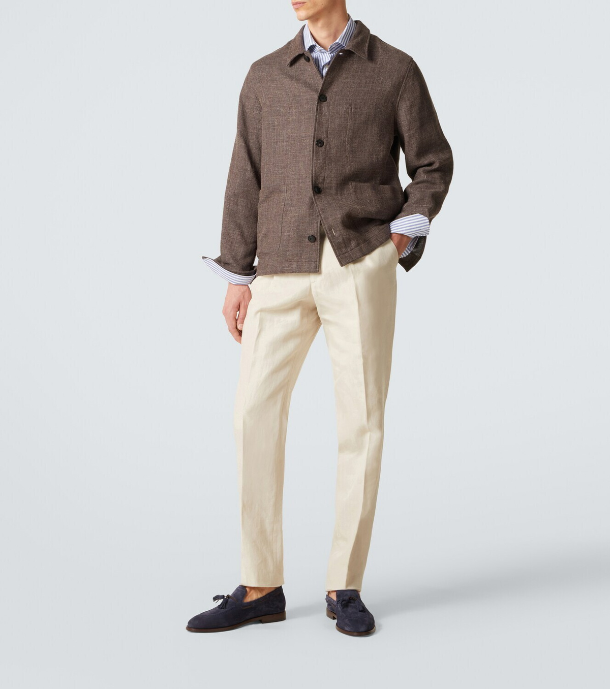 Lardini Linen, cotton, and silk straight pants