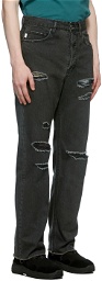 AMBUSH Black Damaged Denim Jeans