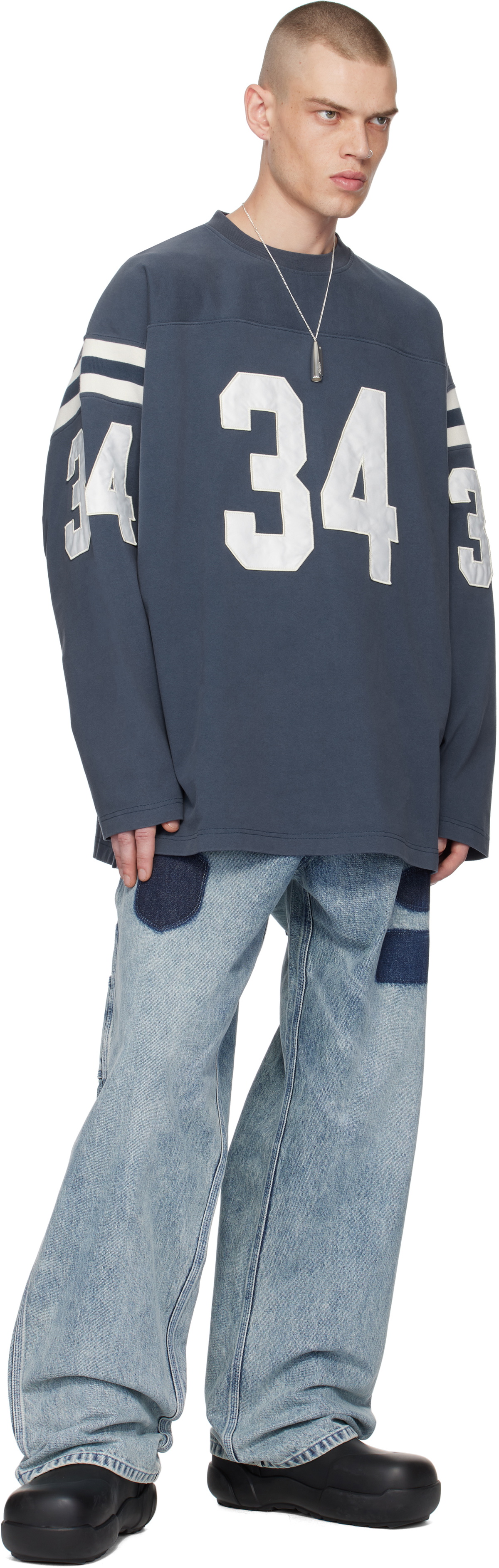AMBUSH Navy Football L-S T-shirt