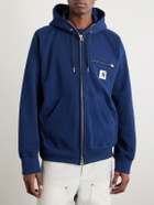 Sacai - Carhartt WIP Logo-Appliquéd Cotton-Jersey Zip-Up Hoodie - Blue
