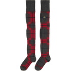 Vivienne Westwood Gray & Red Locharron Over The Knee Socks