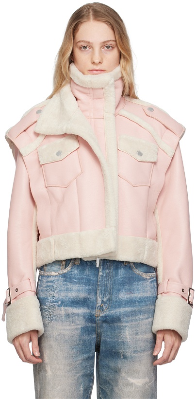 Photo: Feng Chen Wang Pink Paneled Faux-Leather Jacket