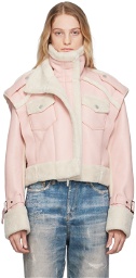 Feng Chen Wang Pink Paneled Faux-Leather Jacket