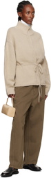 LE17SEPTEMBRE Beige Dolman Sleeve Knit String Cardigan