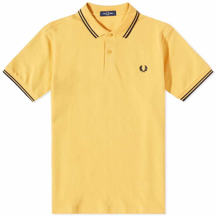 Photo: Fred Perry Men's Slim Fit Twin Tipped Polo Shirt in Golden Hour