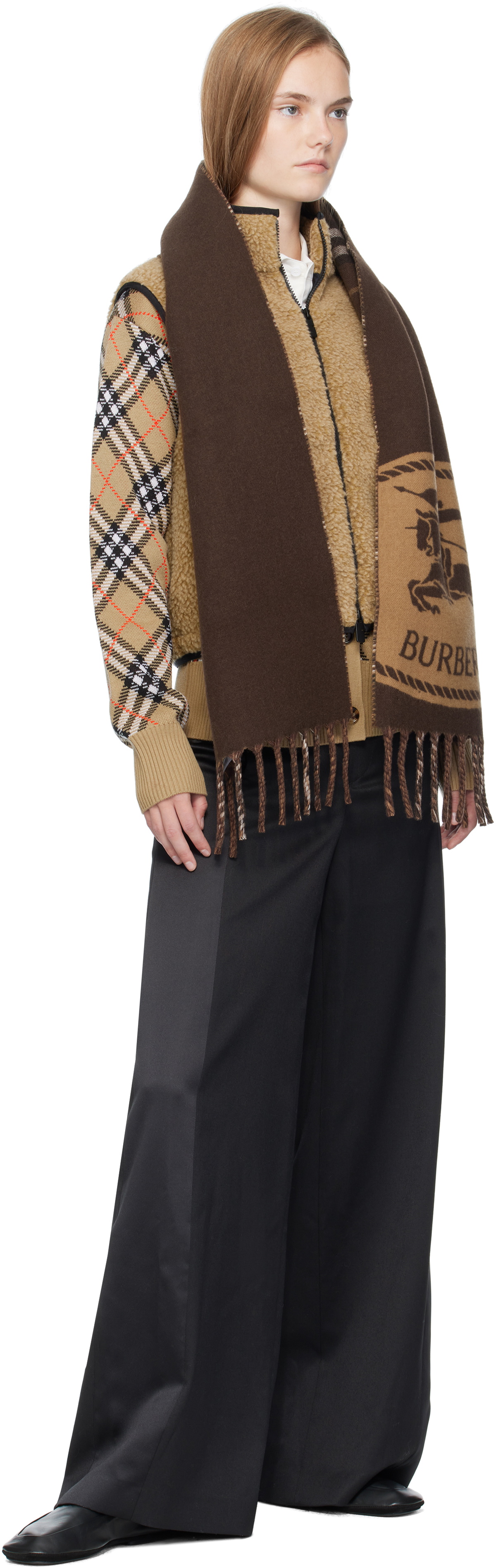 Burberry Beige Cropped Fleece Vest