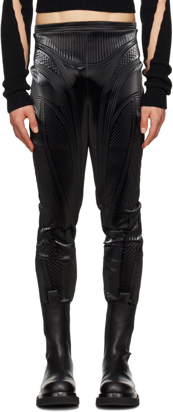 Mugler Black Embossed Trousers
