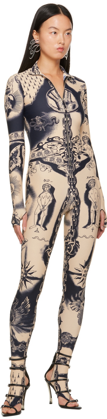 Jean Paul Gaultier Beige Graphic Jumpsuit