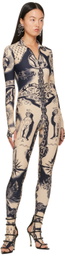 Jean Paul Gaultier Beige Graphic Jumpsuit