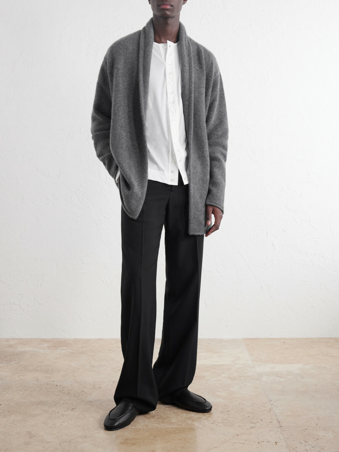 The Elder Statesman - Shawl-Collar Cashmere Cardigan - Gray