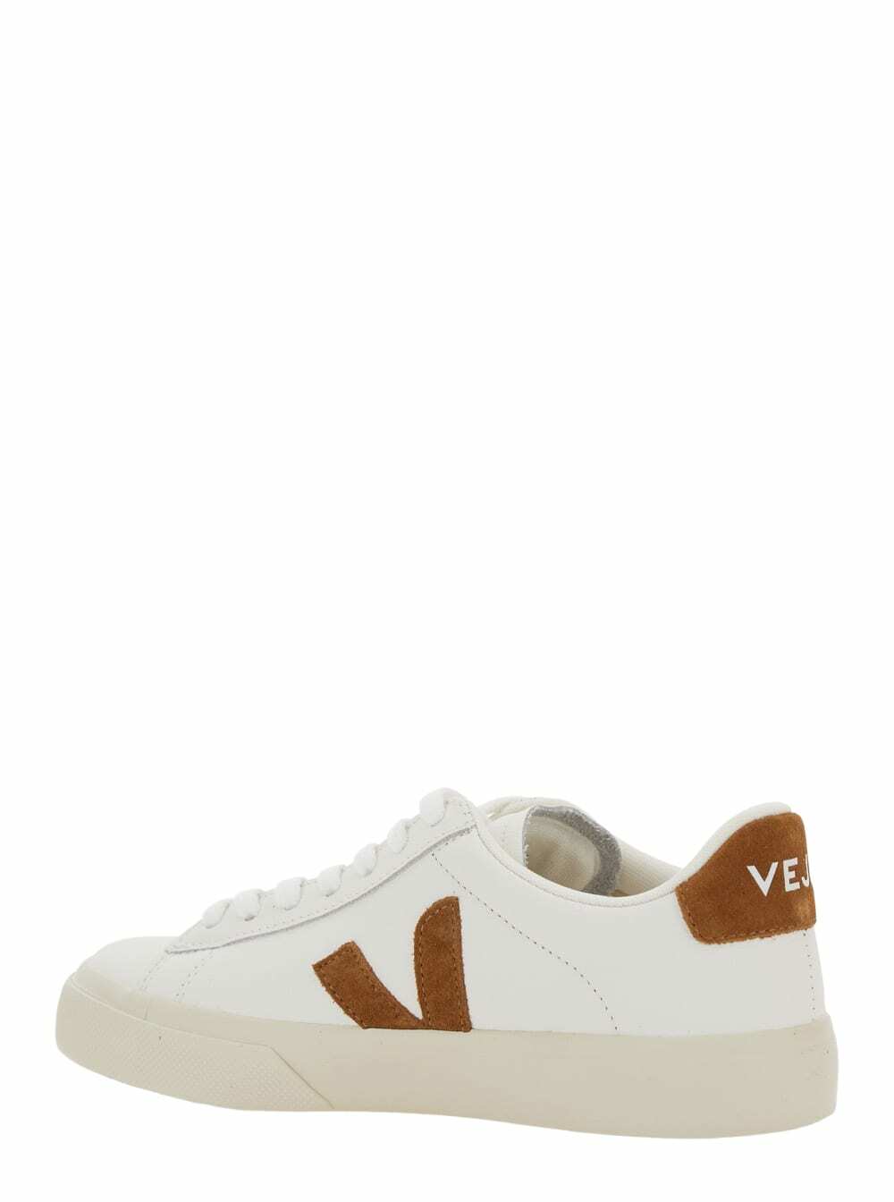 Veja campo White Low Top Sneakers With Contrasting Heel With Logo Lettering And Logo Patch On The Side In Leather Unisex