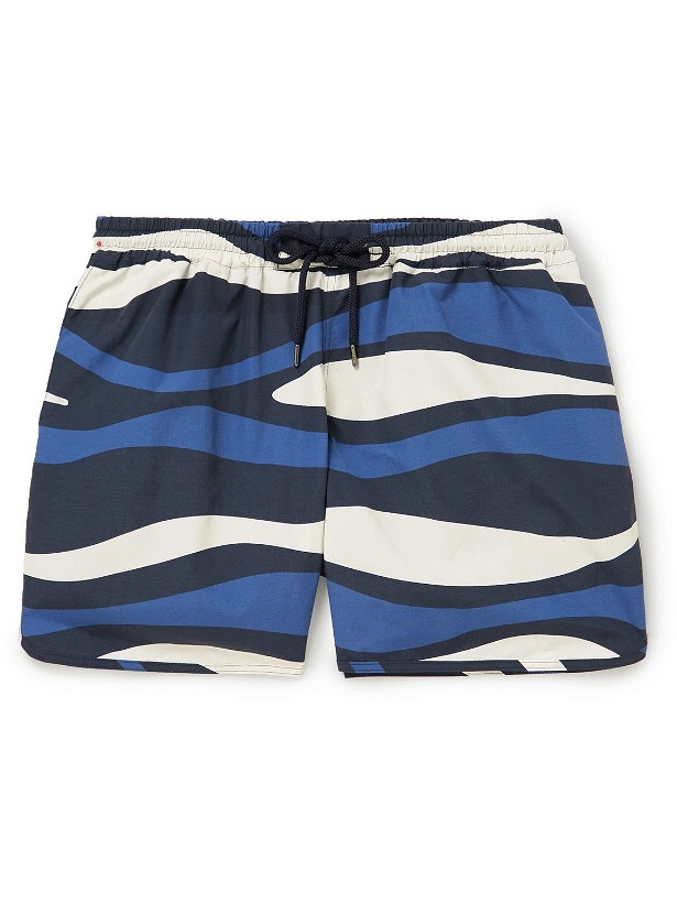 Photo: A Kind Of Guise - Gili Striped Short-Length Swim Shorts - Blue