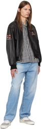 mastermind JAPAN Brown C2H4® Edition Embroidered-Logo Leather Jacket