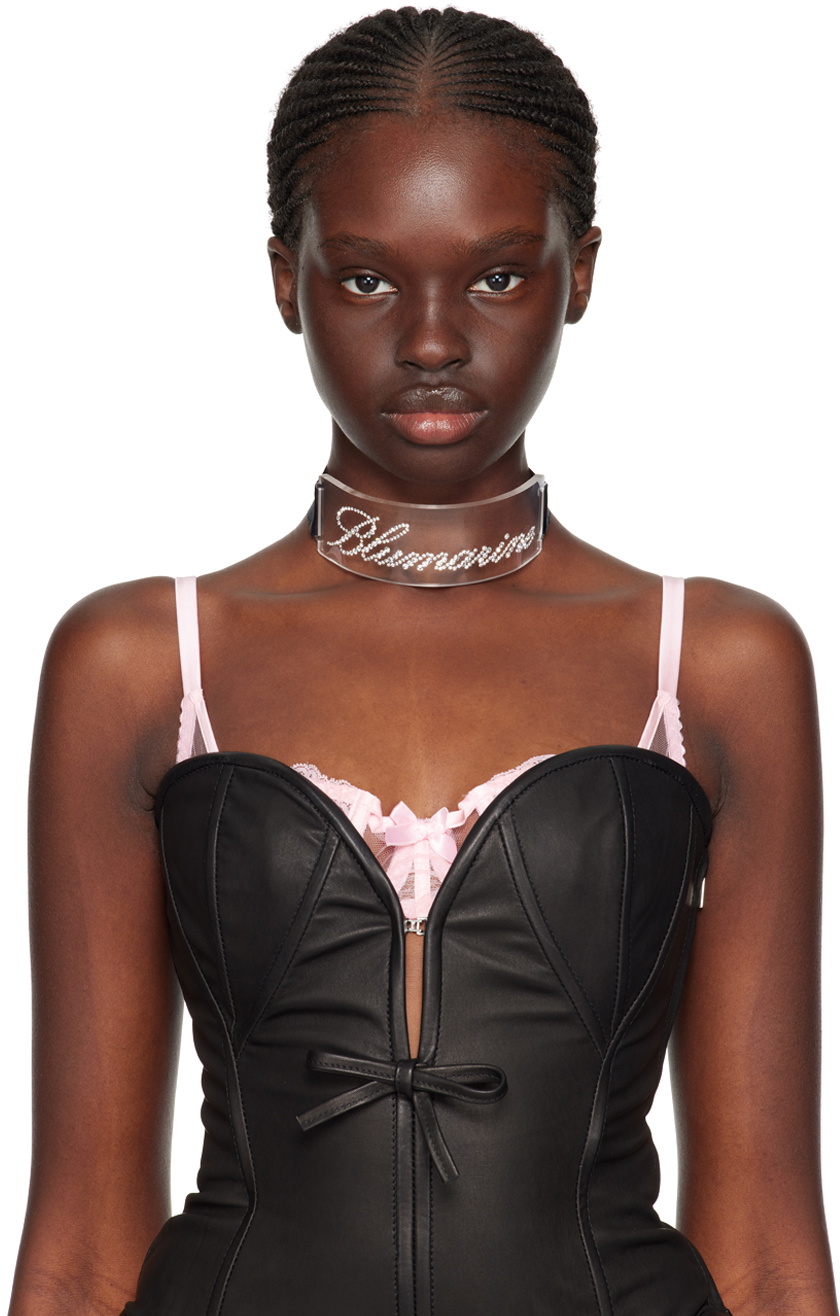 Blumarine Black & Transparent Plexi Scritta Choker