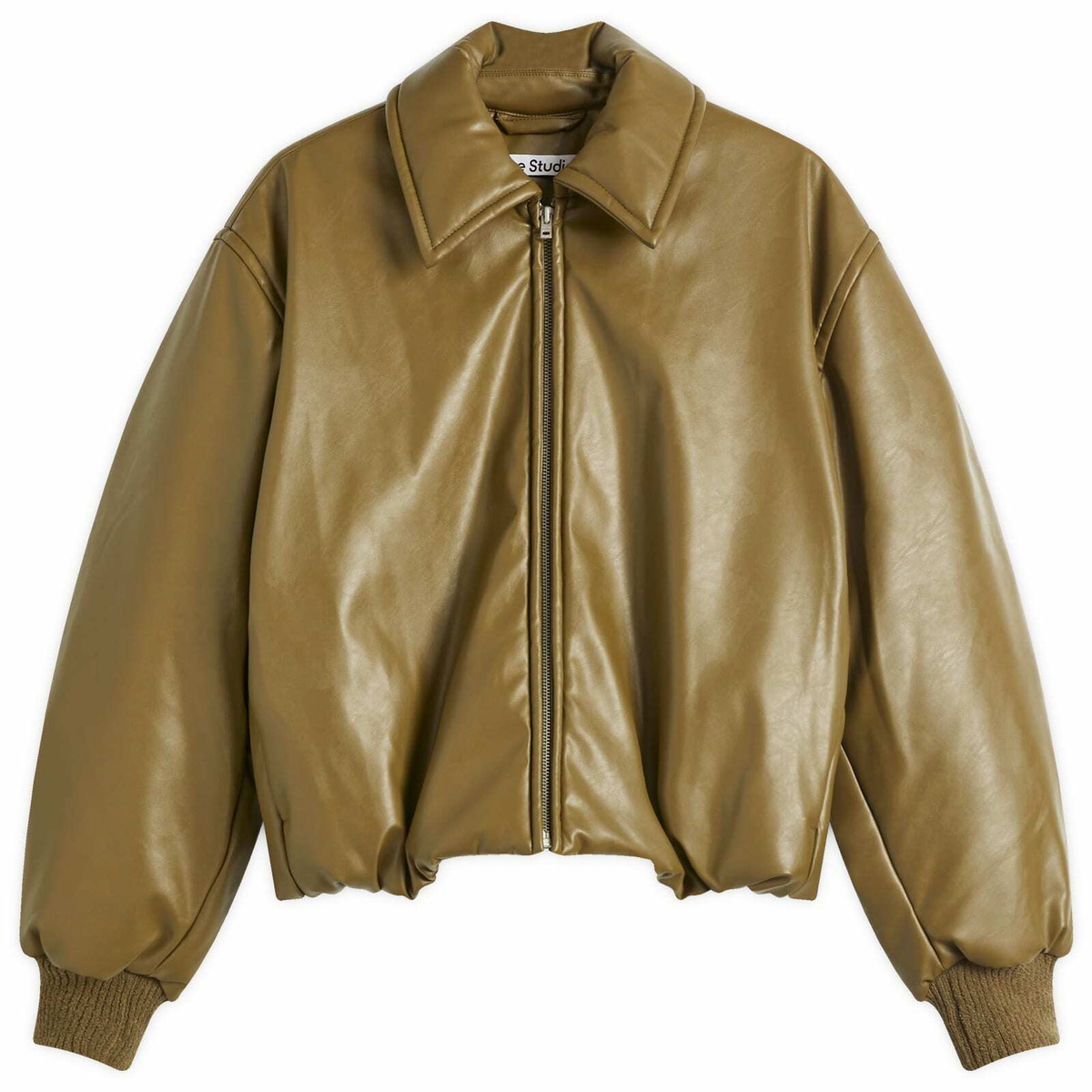 Acne Studios Women's Onnea Faux Leather Bomber Jacket in Khaki Green