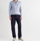 Inis Meáin - Mélange Linen Half-Zip Sweater - Blue
