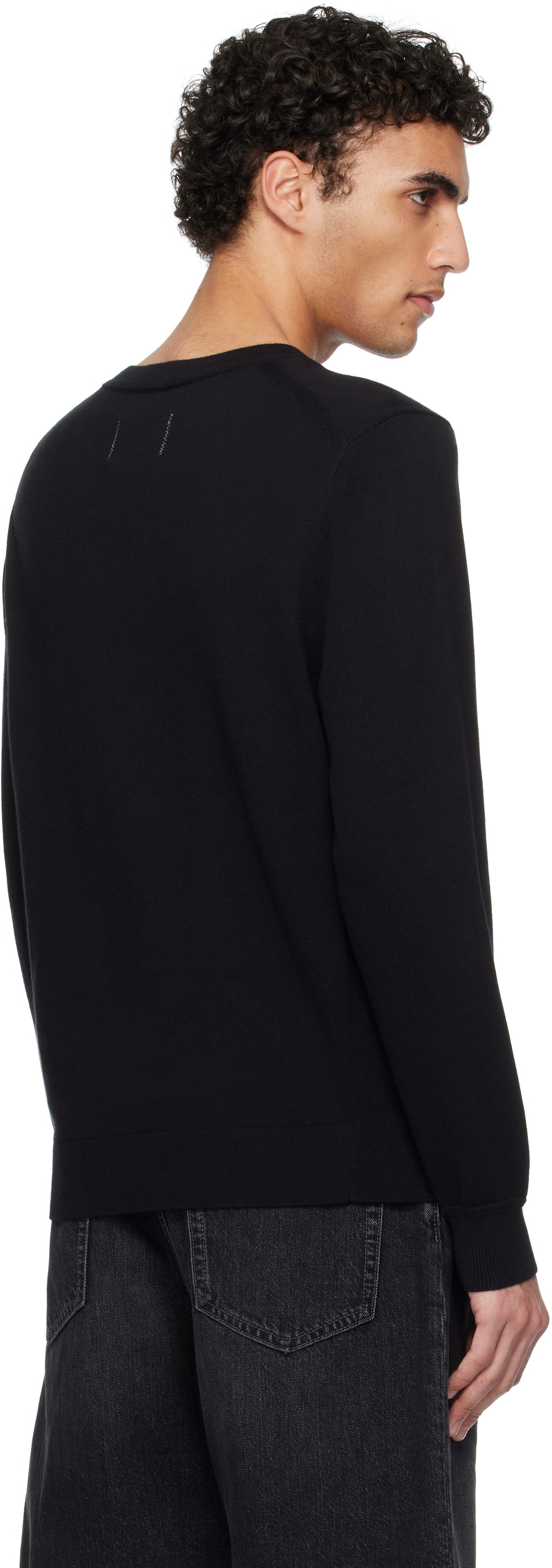 Reigning Champ Black Cotton Cashmere Riviera Crewneck Sweater