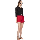 Valentino Red Crepe Stud Shorts