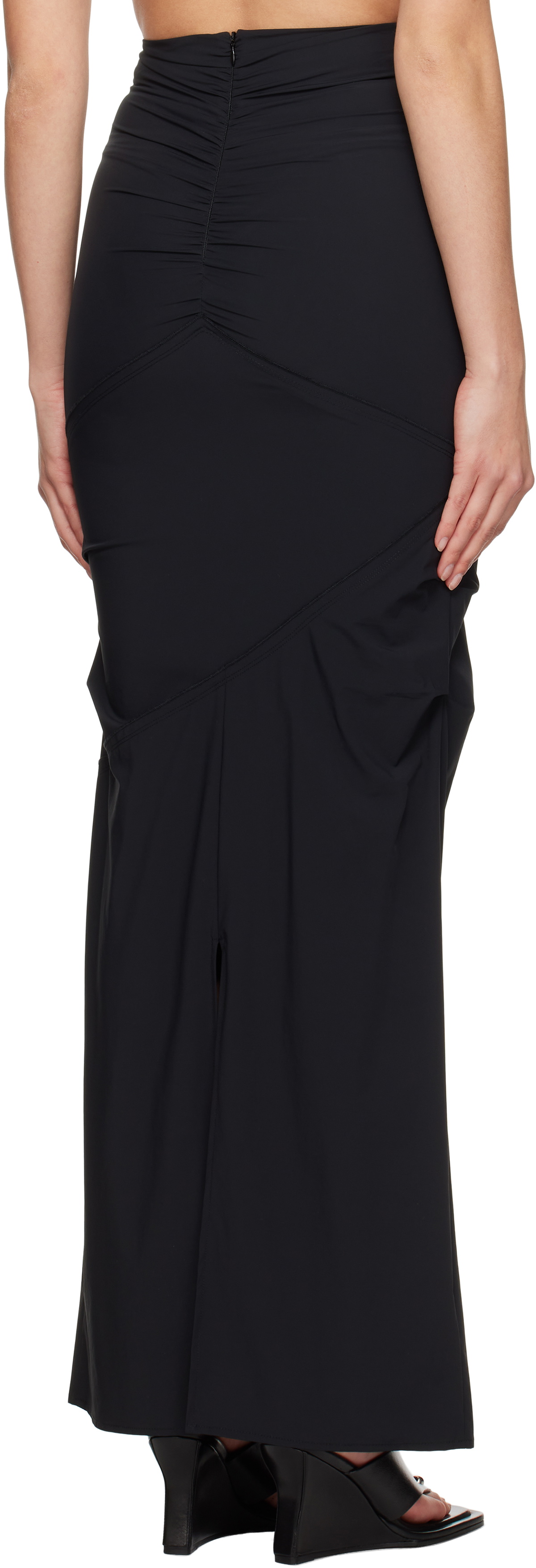 Paris Georgia Black Minimal Ruffle Maxi Skirt