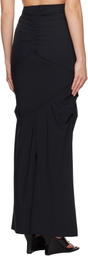 Paris Georgia Black Minimal Ruffle Maxi Skirt