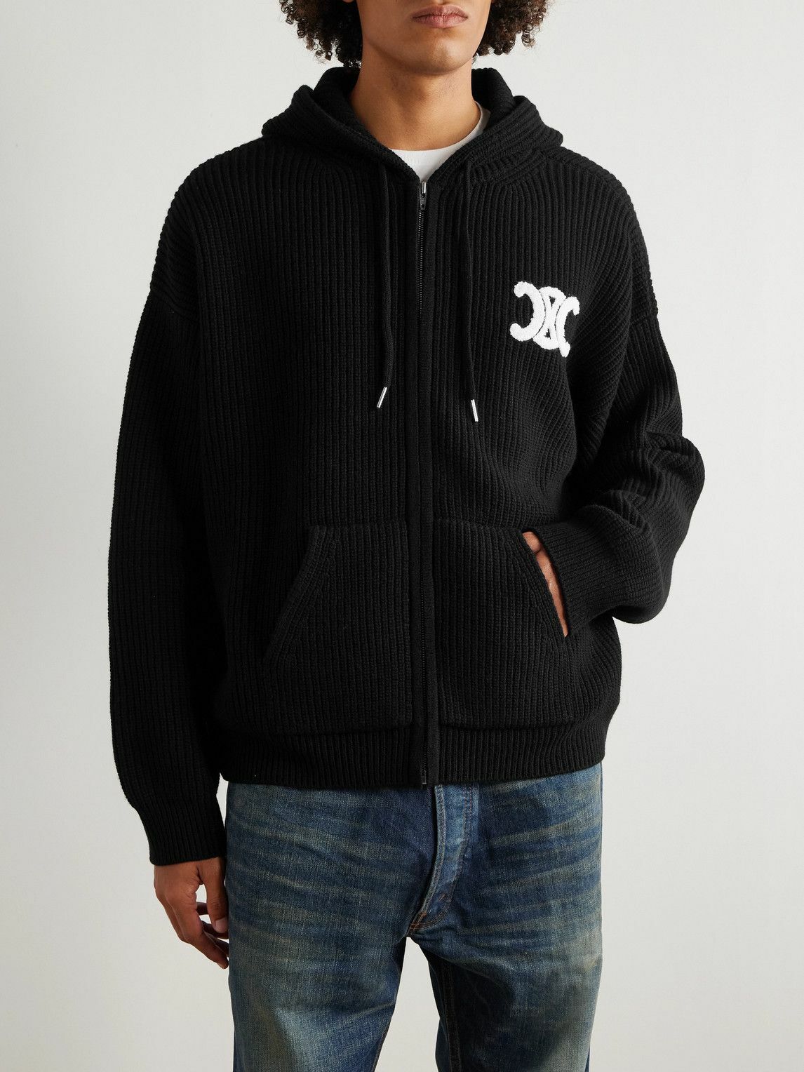 CELINE - Logo-Appliquéd Wool Jacket - Black