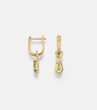 Stone and Strand Knife Edge Shield 14kt gold hoop earrings with green tourmaline