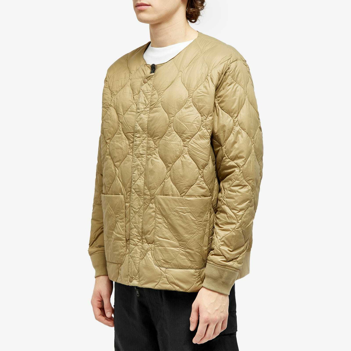 Taion Men's x Beams Lights Reversible MA-1 Down Jacket in Olive/Beige