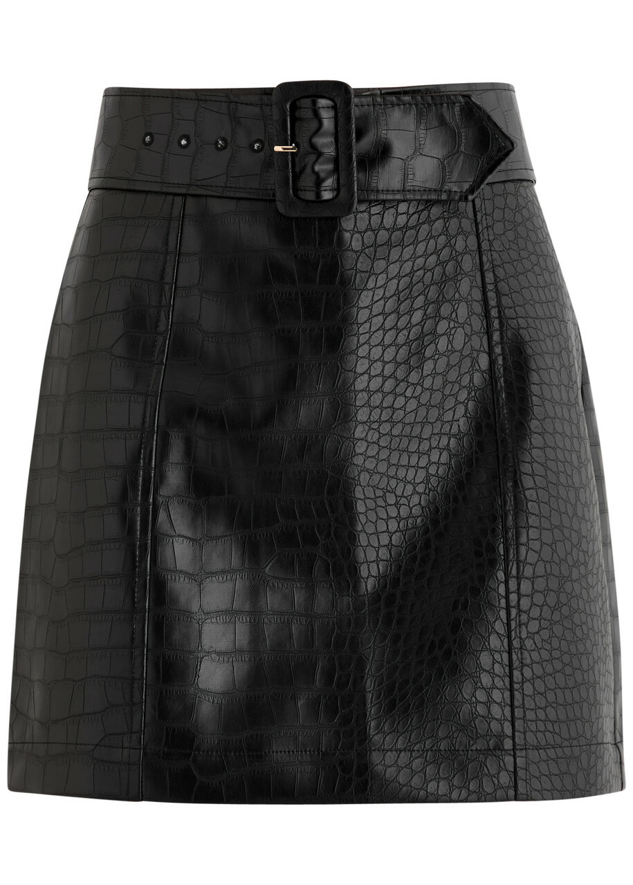 Kitri Marla Faux Leather Mini Skirt Black