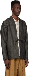 Naked & Famous Denim Black Linen Jacket