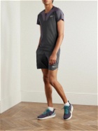 Nike Tennis - NikeCourt Slam Straight-Leg Layered Striped Dri-FIT Shorts - Gray