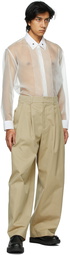 System Beige Wide Tuck Pants