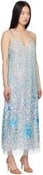 Anna Sui Blue Sequinned Maxi Dress