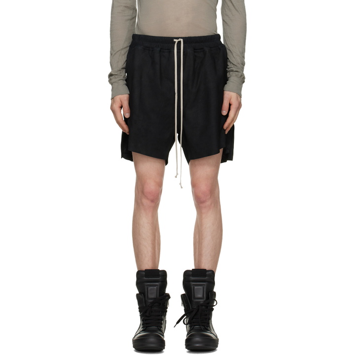 Photo: Rick Owens Black Tower Rick S Boxers Suede Shorts
