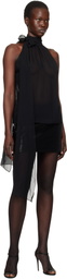 TOM FORD Black Silk Georgette Sleeveless Lavalliere Blouse