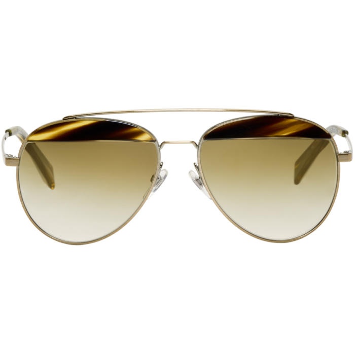 Photo: Oliver Peoples pour Alain Mikli Gold Paon Aviator Sunglasses 