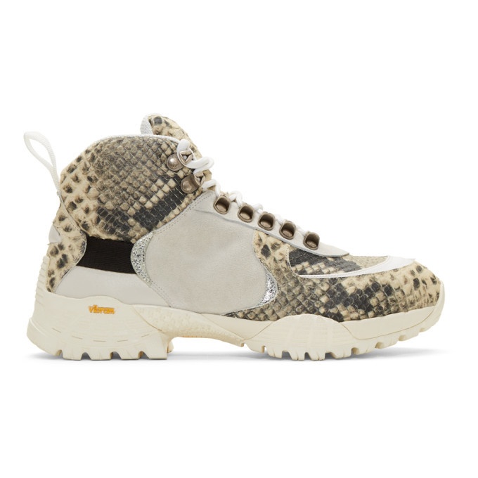 Photo: 1017 Alyx 9SM Off-White and Black Snake Hiking Boots