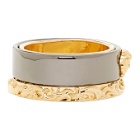 Versace Gold and Gunmetal Medusa Barocco Ring