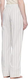 Tekla Off-White & Blue Poplin Pyjama Pants