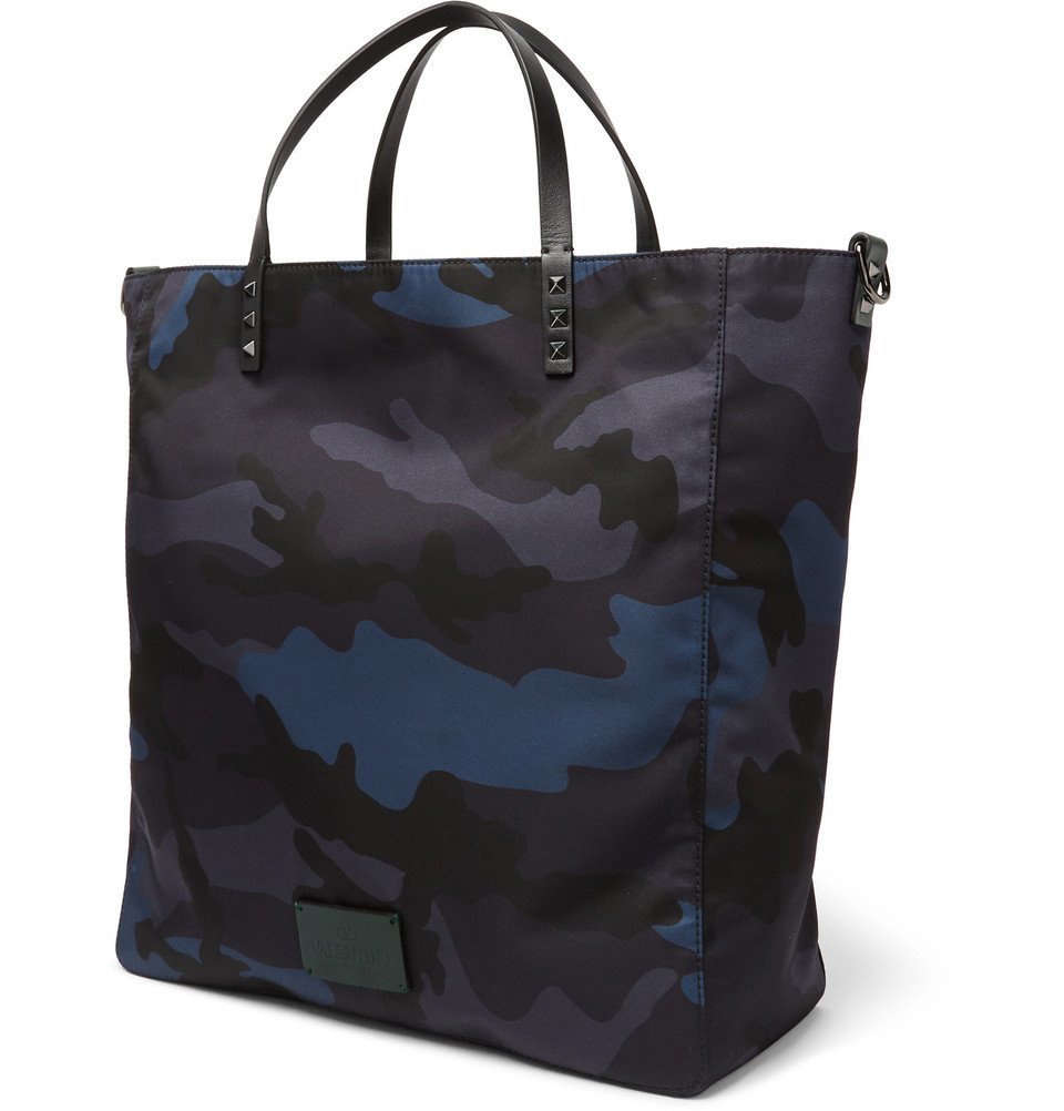 Glatte Vej Udlevering Valentino - Valentino Garavani Leather-Trimmed Camouflage-Print Shell Tote  Bag - Men - Blue Valentino Garavani